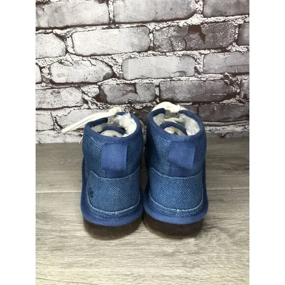 UGG Neumel Blue Fabric Fur WHT Lace Up Chukka Boots Men Sz 43EU/10M US 1117613